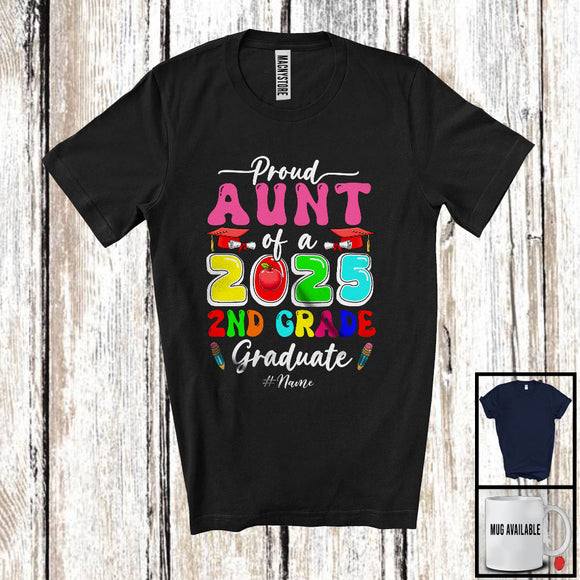 MacnyStore - Personalized Custom Name Aunt Of A 2025 2nd Grade Graduate; Amusing Mother's Day Graduation T-Shirt