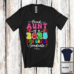 MacnyStore - Personalized Custom Name Aunt Of A 2025 5th Grade Graduate; Amusing Mother's Day Graduation T-Shirt