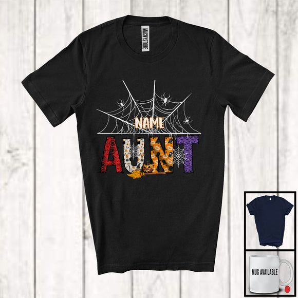 MacnyStore - Personalized Custom Name Aunt, Creepy Halloween Costume Spider Lover, Family Group T-Shirt