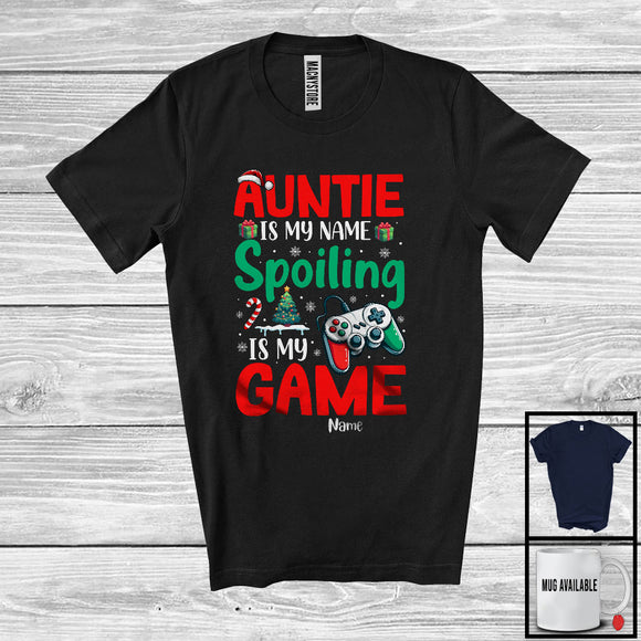 MacnyStore - Personalized Custom Name Auntie Is My Name Spoiling Is My Game, Lovely Christmas Gamer, Family T-Shirt