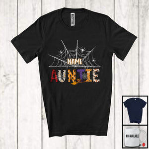 MacnyStore - Personalized Custom Name Auntie, Creepy Halloween Costume Spider Lover, Family Group T-Shirt