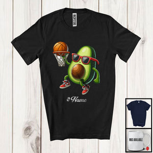 MacnyStore - Personalized Custom Name Avocado Playing Basketball, Lovely Fruit Vegan Basketball Sport Player T-Shirt