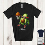 MacnyStore - Personalized Custom Name Avocado Playing Basketball, Lovely Fruit Vegan Basketball Sport Player T-Shirt