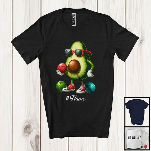 MacnyStore - Personalized Custom Name Avocado Playing Bocce Ball, Lovely Fruit Vegan Bocce Ball Sport Player T-Shirt