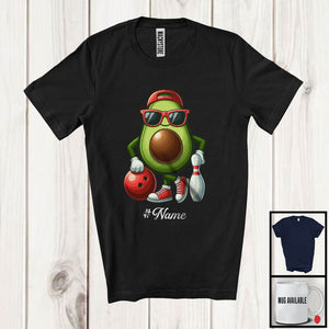 MacnyStore - Personalized Custom Name Avocado Playing Bowling, Lovely Fruit Vegan Bowling Sport Player T-Shirt