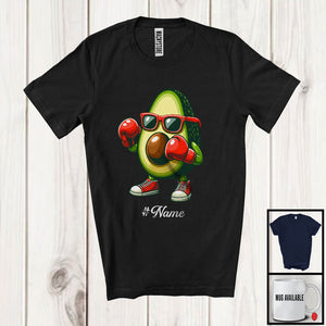 MacnyStore - Personalized Custom Name Avocado Playing Boxing, Lovely Fruit Vegan Boxing Sport Player T-Shirt