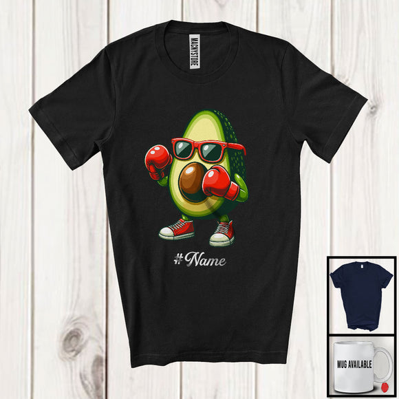 MacnyStore - Personalized Custom Name Avocado Playing Boxing, Lovely Fruit Vegan Boxing Sport Player T-Shirt