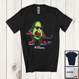 MacnyStore - Personalized Custom Name Avocado Playing Hockey, Lovely Fruit Vegan Hockey Sport Player T-Shirt