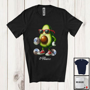 MacnyStore - Personalized Custom Name Avocado Playing Petanque, Lovely Fruit Vegan Petanque Sport Player T-Shirt