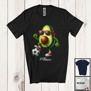 MacnyStore - Personalized Custom Name Avocado Playing Soccer, Lovely Fruit Vegan Soccer Sport Player T-Shirt