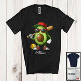 MacnyStore - Personalized Custom Name Avocado Playing Softball, Lovely Fruit Vegan Softball Sport Player T-Shirt