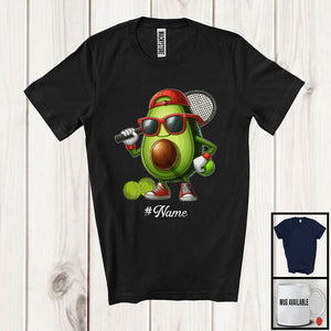 MacnyStore - Personalized Custom Name Avocado Playing Tennis, Lovely Fruit Vegan Tennis Sport Player T-Shirt