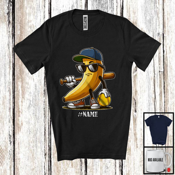 MacnyStore - Personalized Custom Name Banana Sunglasses Playing Softball, Lovely Softball Player Team T-Shirt