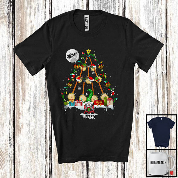 MacnyStore - Personalized Custom Name Banjo Christmas Tree; Lovely Gnome Musical Instruments Player T-Shirt