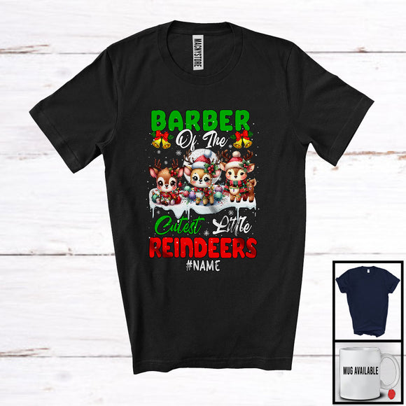 MacnyStore - Personalized Custom Name Barber Of The Cutest Little Reindeers; Lovely Christmas Jobs T-Shirt