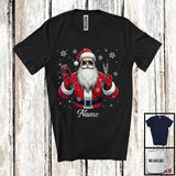 MacnyStore - Personalized Custom Name Barber Santa, Joyful Christmas Santa Snowing, Careers Group T-Shirt