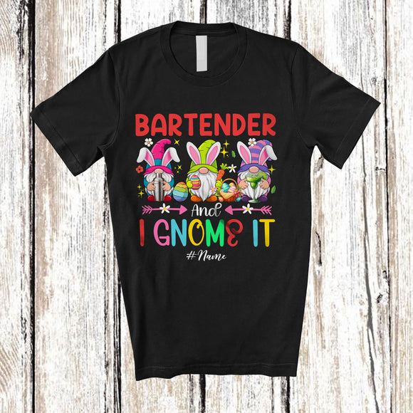 MacnyStore - Personalized Custom Name Bartender And I Gnomes It; Awesome Easter Egg Three Gnomes; Jobs T-Shirt