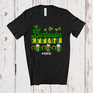 MacnyStore - Personalized Custom Name Bartender Shenanigator; Proud St. Patrick's Day Jobs; Beer Drinking T-Shirt