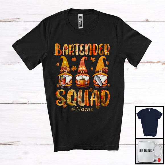 MacnyStore - Personalized Custom Name Bartender Squad; Lovely Thanksgiving Three Gnomes Plaid; Jobs T-Shirt