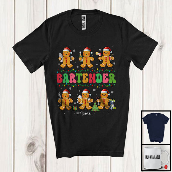 MacnyStore - Personalized Custom Name Bartender; Wonderful Christmas Lights Gingerbread; Bartender Group T-Shirt