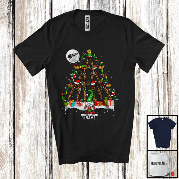 MacnyStore - Personalized Custom Name Bassoon Christmas Tree; Lovely Gnome Musical Instruments Player T-Shirt