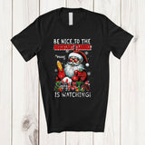 MacnyStore - Personalized Custom Name Be Nice To The Assistant Teacher; Amusing Christmas Santa Naughty; Family T-Shirt