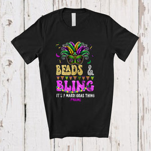 MacnyStore - Personalized Custom Name Beads And Bling It's A Mardi Gras Thing; Lovely Mask Parades; Family T-Shirt