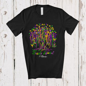 MacnyStore - Personalized Custom Name Beads Squad; Adorable Mardi Gras Beads Tree; Festival Parades T-Shirt