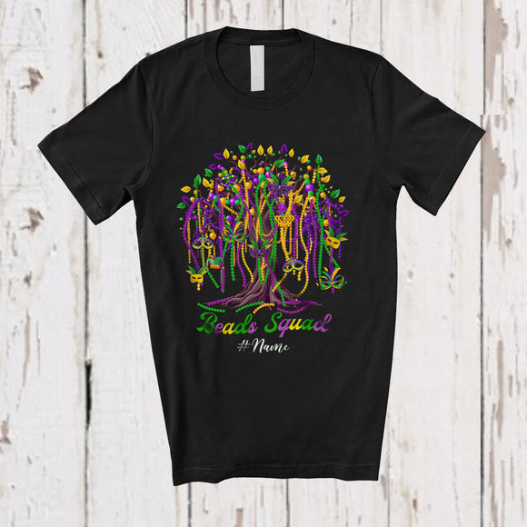 MacnyStore - Personalized Custom Name Beads Squad; Adorable Mardi Gras Beads Tree; Festival Parades T-Shirt