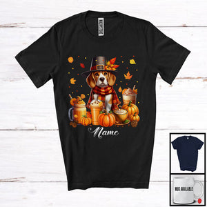 MacnyStore - Personalized Custom Name Beagle Coffee Smoothie, Lovely Thanksgiving Pumpkin Drinks T-Shirt