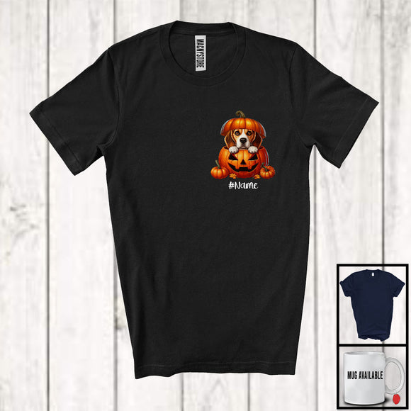 MacnyStore - Personalized Custom Name Beagle In Pumpkin Pocket; Lovely Thanksgiving Halloween T-Shirt