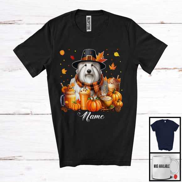 MacnyStore - Personalized Custom Name Bearded Collie Coffee Smoothie, Lovely Thanksgiving Pumpkin Drinks T-Shirt