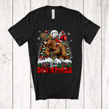 MacnyStore - Personalized Custom Name Bearry Christmas; Merry X-mas Tree Santa Riding Bear Reindeer T-Shirt