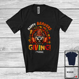 MacnyStore - Personalized Custom Name Beaversgiving; Lovely Thanksgiving Pilgrim Beaver; Plaid Rainbow T-Shirt