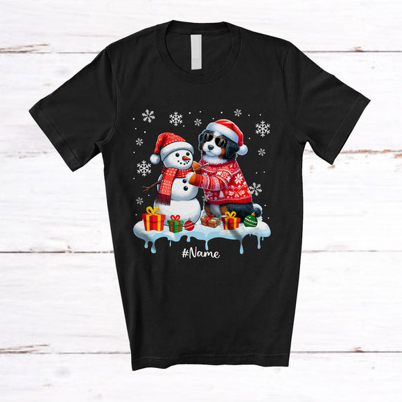 MacnyStore - Personalized Custom Name Bernedoodles Build Snowman; Lovely Snow Santa Bernedoodles; Family T-Shirt