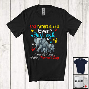 MacnyStore - Personalized Custom Name Best Father in law Ever Just Ask, Adorable Father's Day Elephant, Family T-Shirt