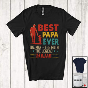 MacnyStore - Personalized Custom Name Best Papa Ever Man Myth Legend, Happy Father's Day Son, Vintage T-Shirt