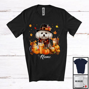 MacnyStore - Personalized Custom Name Bichon Frise Coffee Smoothie, Lovely Thanksgiving Pumpkin Drinks T-Shirt