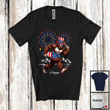 MacnyStore - Personalized Custom Name Bigfoot Riding Firecracker, Lovely 4th Of July Fireworks, Patriotic T-Shirt