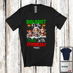 MacnyStore - Personalized Custom Name Biologist Of Little Reindeers; Lovely Christmas 3 Cutest Reindeers T-Shirt