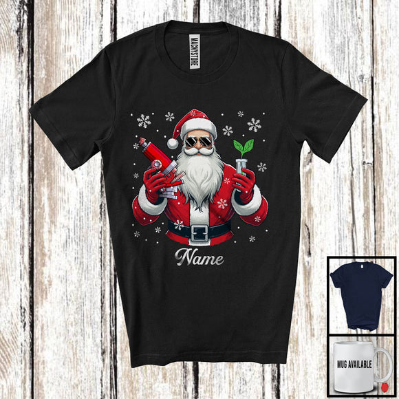 MacnyStore - Personalized Custom Name Biologist Santa, Joyful Christmas Santa Snowing, Careers Group T-Shirt