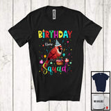 MacnyStore - Personalized Custom Name Birthday Squad; Joyful Birthday Cake Cardinal; Family Group T-Shirt