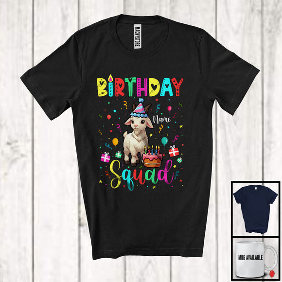 MacnyStore - Personalized Custom Name Birthday Squad; Joyful Birthday Cake Goat; Family Group T-Shirt