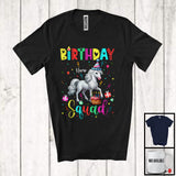 MacnyStore - Personalized Custom Name Birthday Squad; Joyful Birthday Cake Horse; Family Group T-Shirt