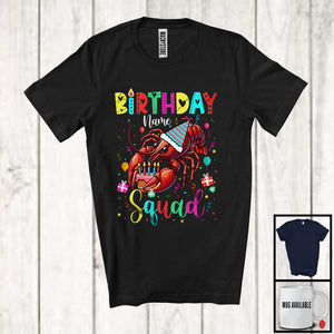 MacnyStore - Personalized Custom Name Birthday Squad; Joyful Birthday Cake Shrimp; Family Group T-Shirt