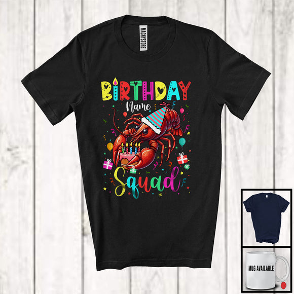 MacnyStore - Personalized Custom Name Birthday Squad; Joyful Birthday Cake Shrimp; Family Group T-Shirt