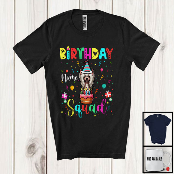 MacnyStore - Personalized Custom Name Birthday Squad; Lovely Chinese Crested Dog Owner; Birthday Cake T-Shirt