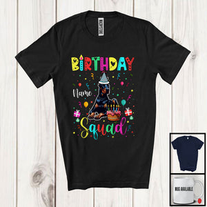 MacnyStore - Personalized Custom Name Birthday Squad; Lovely Dobermann Owner Lover; Birthday Cake T-Shirt