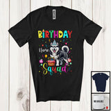 MacnyStore - Personalized Custom Name Birthday Squad; Lovely Husky Owner Lover; Birthday Cake T-Shirt