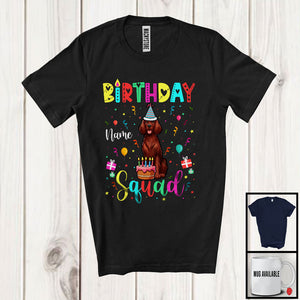 MacnyStore - Personalized Custom Name Birthday Squad; Lovely Irish Setter Owner Lover; Birthday Cake T-Shirt